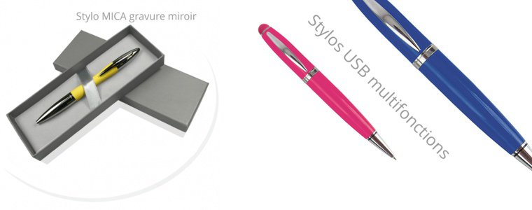 Stylo MICA et STARK à gravure miroir et stylos USB